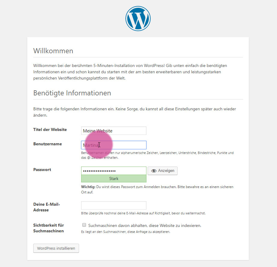 WordPress installieren - 5 Minuten Installation